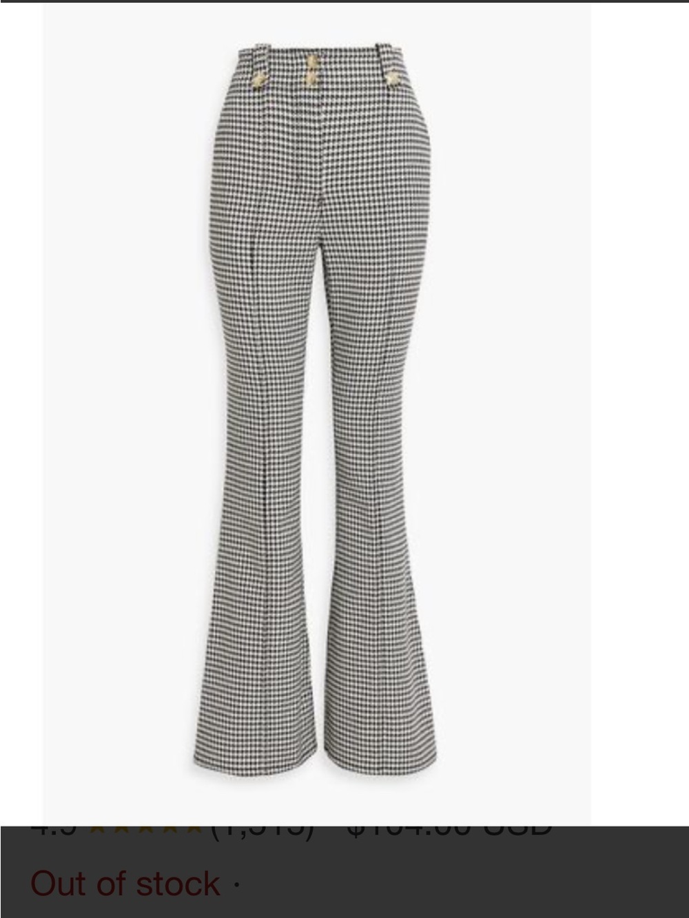 Derek Lam Black and White Houndstooth pants with Gold Accents